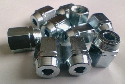3/8" X 24 UNF Brake Pipe Nuts Long Female for 3/16" Brake Pipe (10)