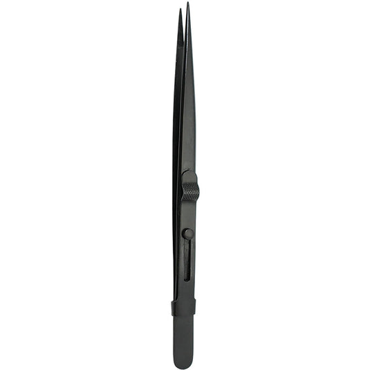 Diamond Tweezer, Slide Lock, Fine Points Black (Economy) 6.25”