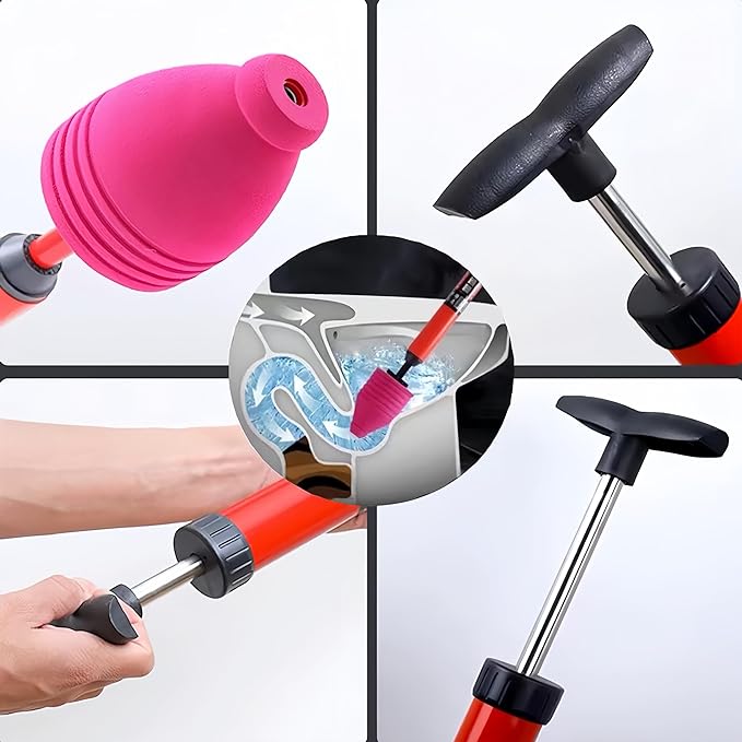 High Pressure Toilet Unblock One Shot Toilet Pipe Plunger, Upgraded Toilet Plunger Kit High Pressure Air Drain Clog Remover Plumbing Tool for Sink Bathroom Bathtub Clogged Pipe